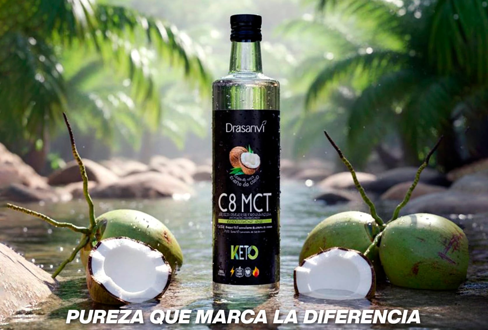 Aceite MCT Coco Puro 100% C8 500 ml Keto Drasanvi